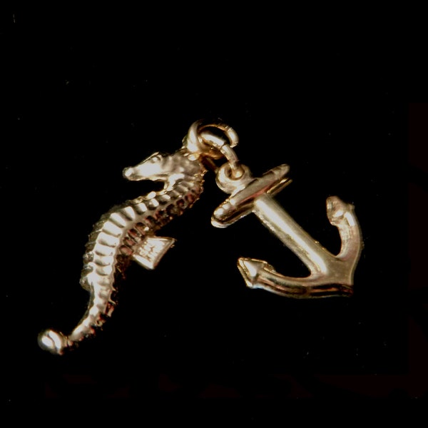 Seahorse and Anchor Charms 22K Gold Over Sterling