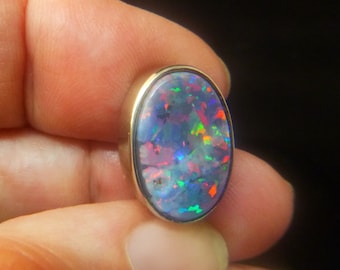 18K White Gold Black Opal Victorian Stickpin