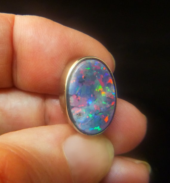 18K White Gold Black Opal Victorian Stickpin - image 1