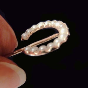 Victorian 14K Gold Pearl Horseshoe Stickpin