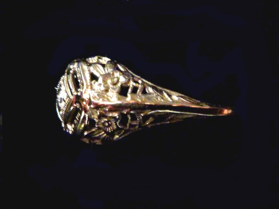 Victorian Filigree Diamond Ring 1910 - image 3