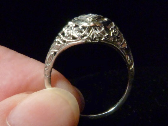 Victorian Filigree Diamond Ring 1910 - image 4