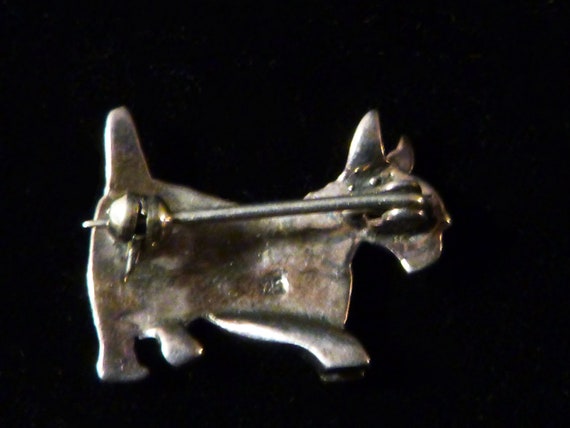 Sterling Marcasite Scottie Dog Brooch Pin - image 3