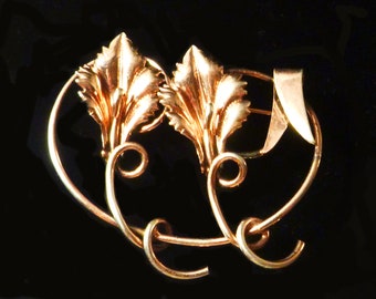 Rose Gold and Sterling Lily Brooch Pin