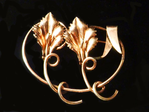 Rose Gold and Sterling Lily Brooch Pin