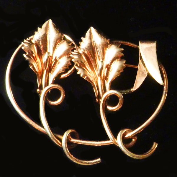 Rose Gold and Sterling Lily Brooch Pin