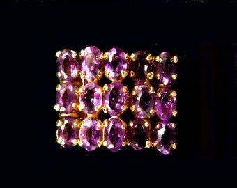 14 K Gold Amethysts 1950s-1960s Ring