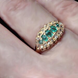 18K Emerald and Diamond Victorian Boat Ring bild 4
