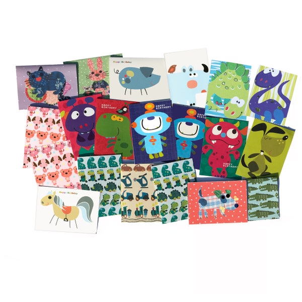 Kids Birthday Greetings 20 CARDS PACK 2 kids card Bundle Dinosaur cards.