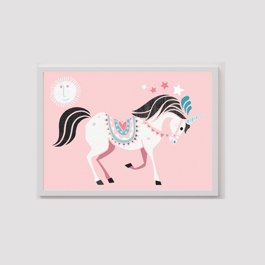 Unicorn Poster A4 A3 Pretty Unicorn Print Unicorn Designs Nursery ...