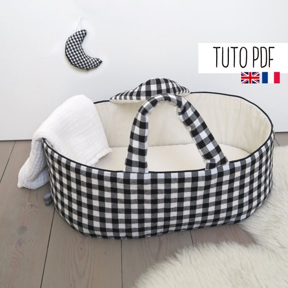 Couffin poupée 50 cm liberty rose beige - Petitcollin