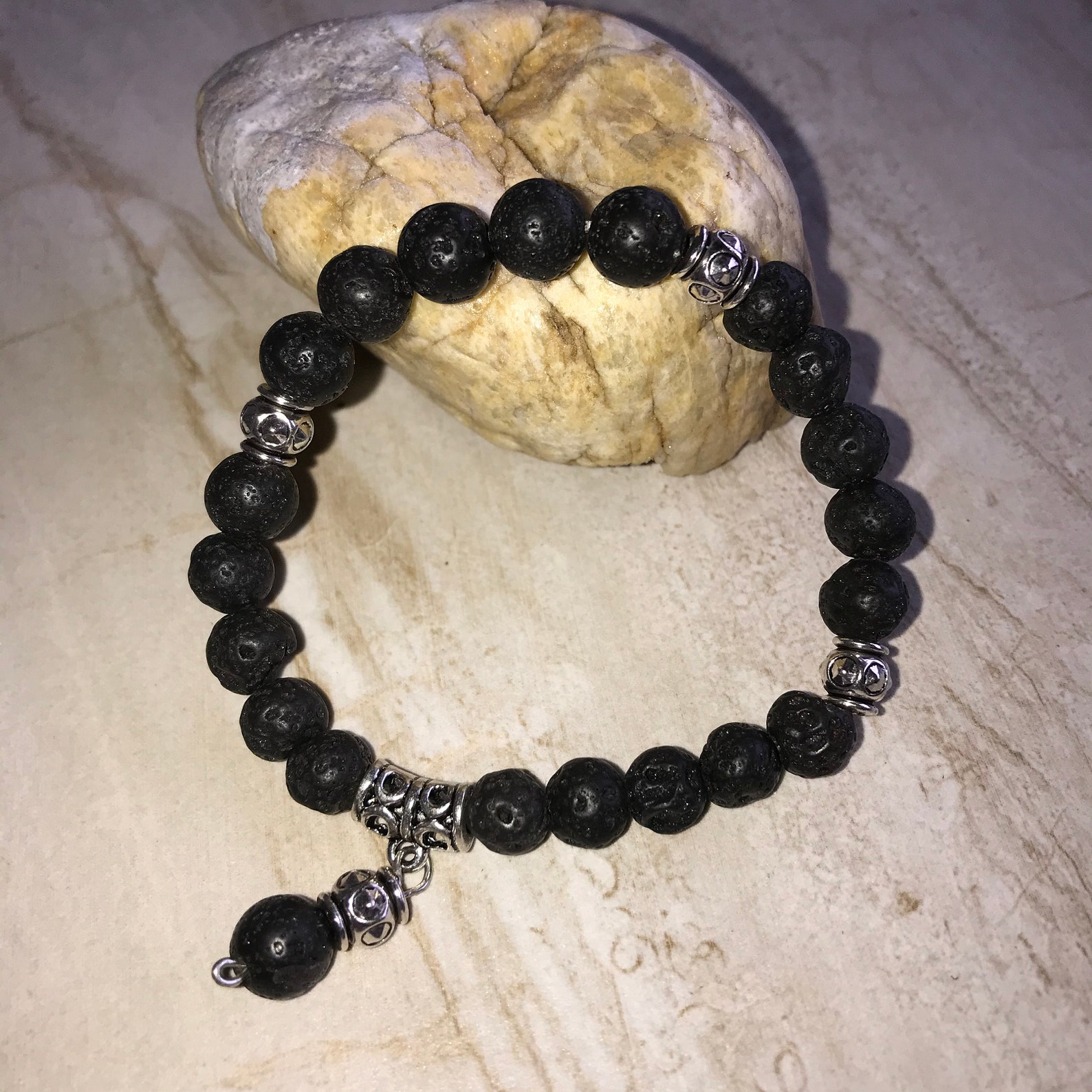 Black Lava Rock Bracelet 8mm Beads. Stretch Bracelet Etsy