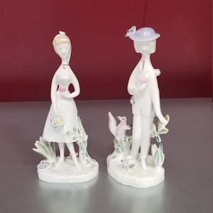 Vintage Rosenthal Porcelain Figurines: Peynet Young Lovers, Midcentury Modernist