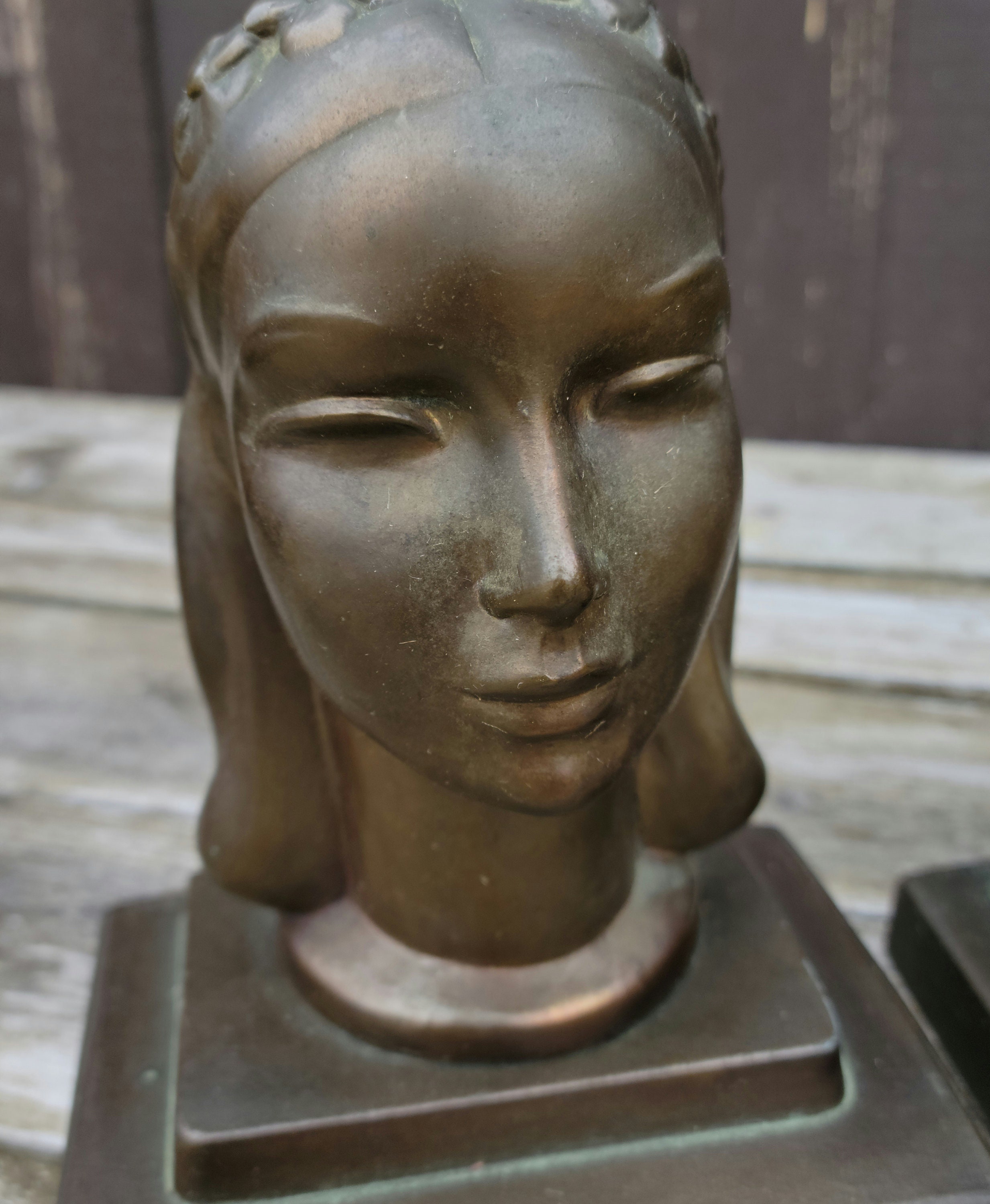 Vintage Frankart Art Deco Spelter Bookends: Female Busts, 1927 - Etsy