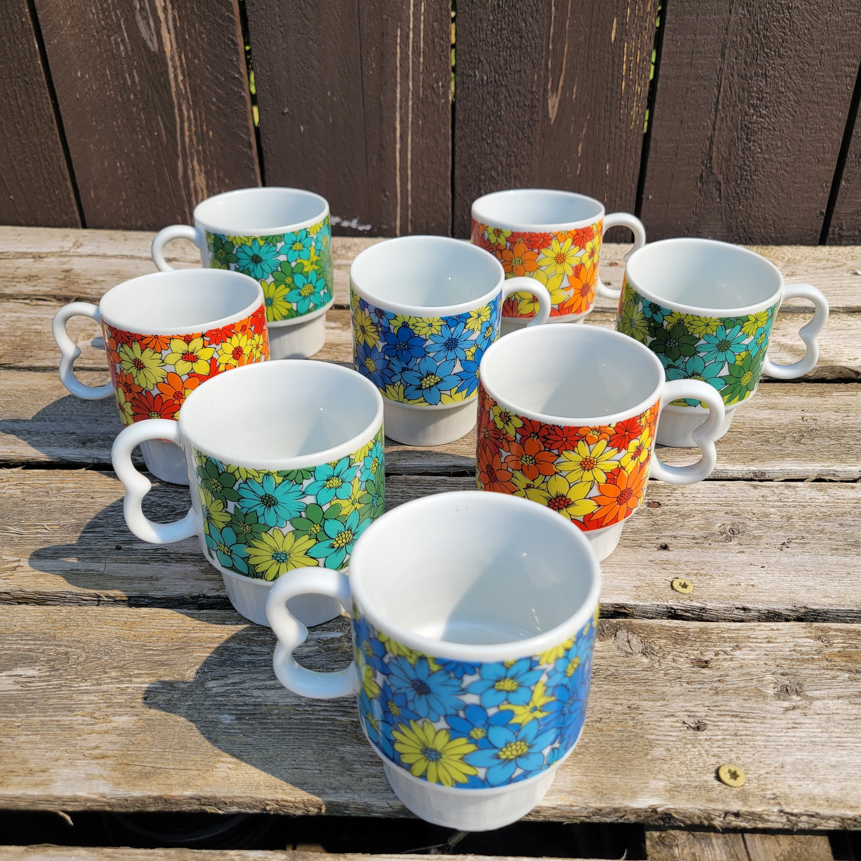 Vintage Ceramic Floral Stacking Mugs, Two Finger Handles, Made in Japan, Midcentury Coffee/tea Cups, Grouped by Color, Collectible, Kitsch - Etsy Vintage Ceramic Floral Stacking Mugs, Two Finger Handles, Made in Japan, Midcentury Coffee/tea Cups, Grouped by Color, Collectible, Kitsch - Etsy