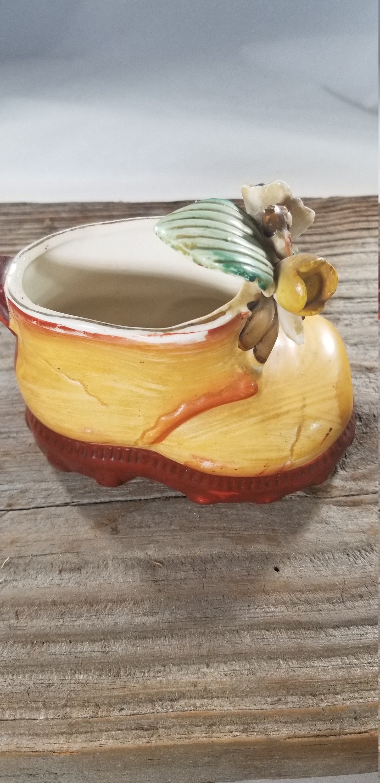 Vintage ceramic boot planter handcrafted and handpainted work Etsy.de