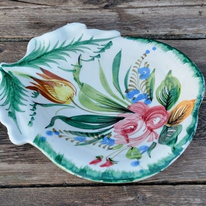 Vintage Nove Rose Ceramic Plate, Handpainted Floral Boquet, Renaissance Rose Pattern,Made in Italy,Candy/Trinket Dish,Rustic Country Cottage