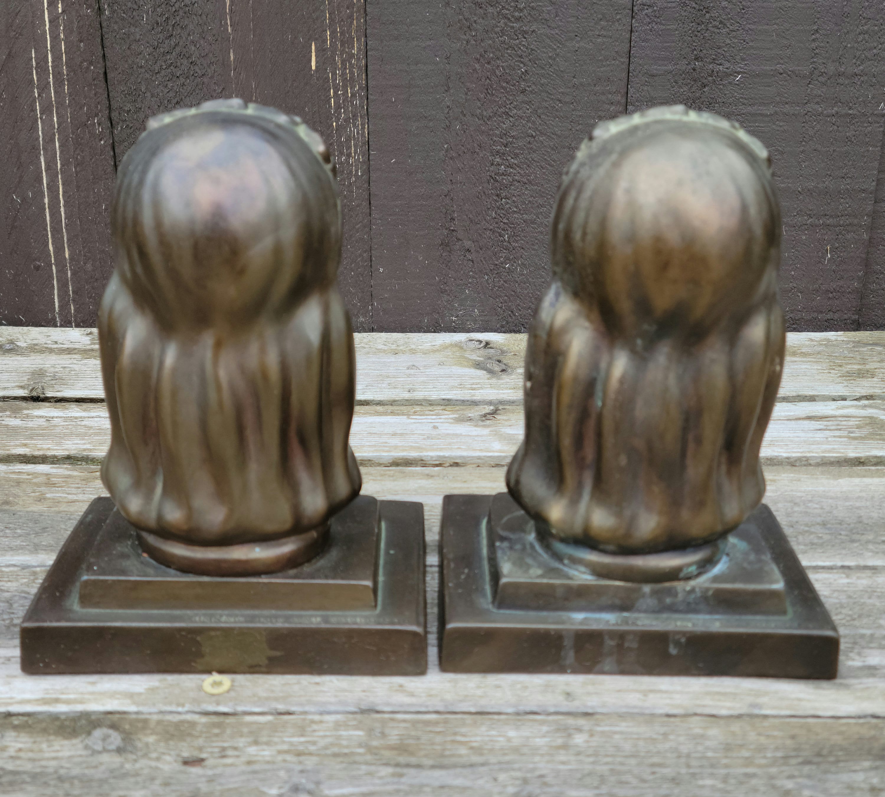 アンティーク雑貨 FRANKART BOOK END MARBLE Vintage Frankart Art Deco Spelter Bookends: Female Busts, 1927 - Etsy