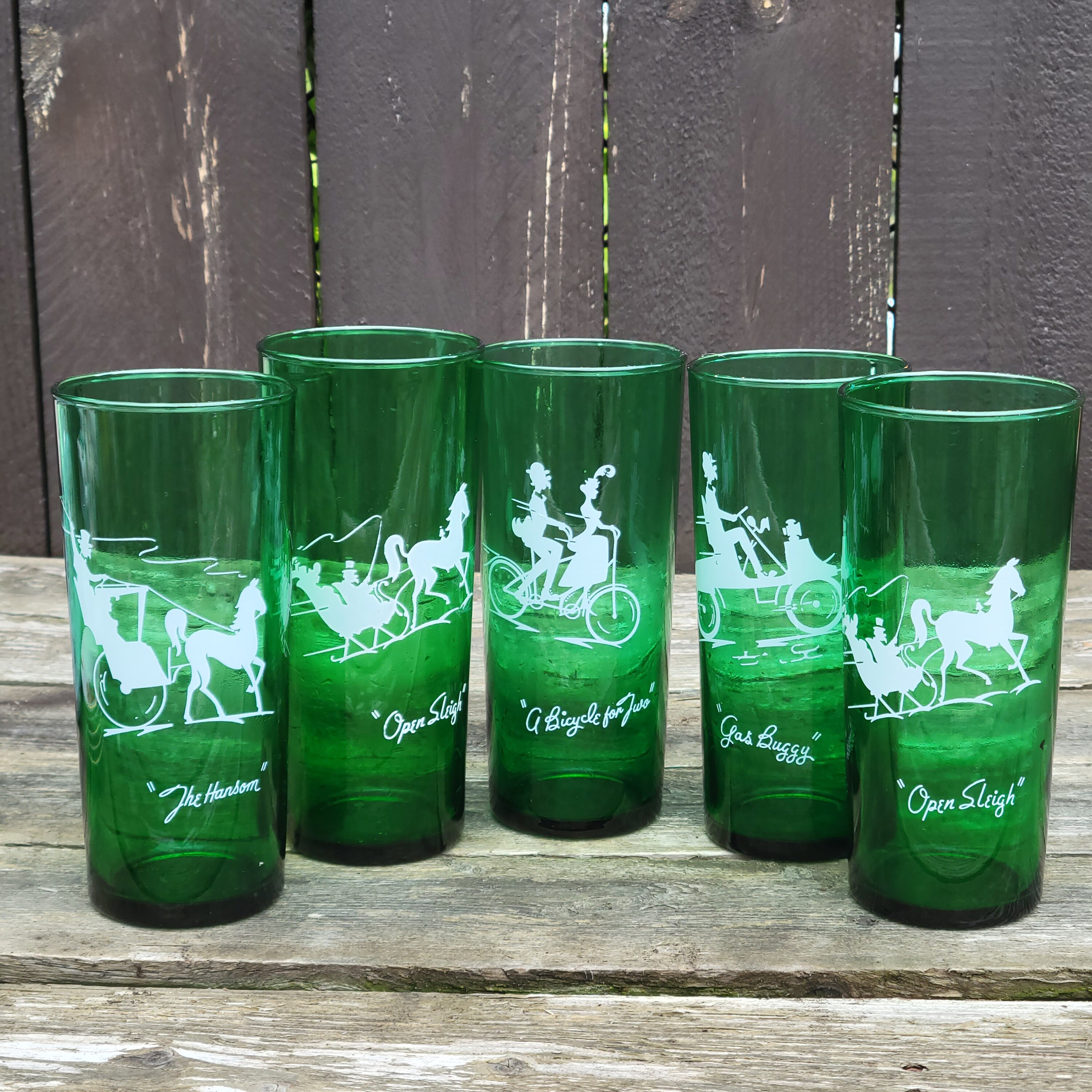 Emerald Green Anchor Hocking, 1950s Tom Collins Glasses, Gay