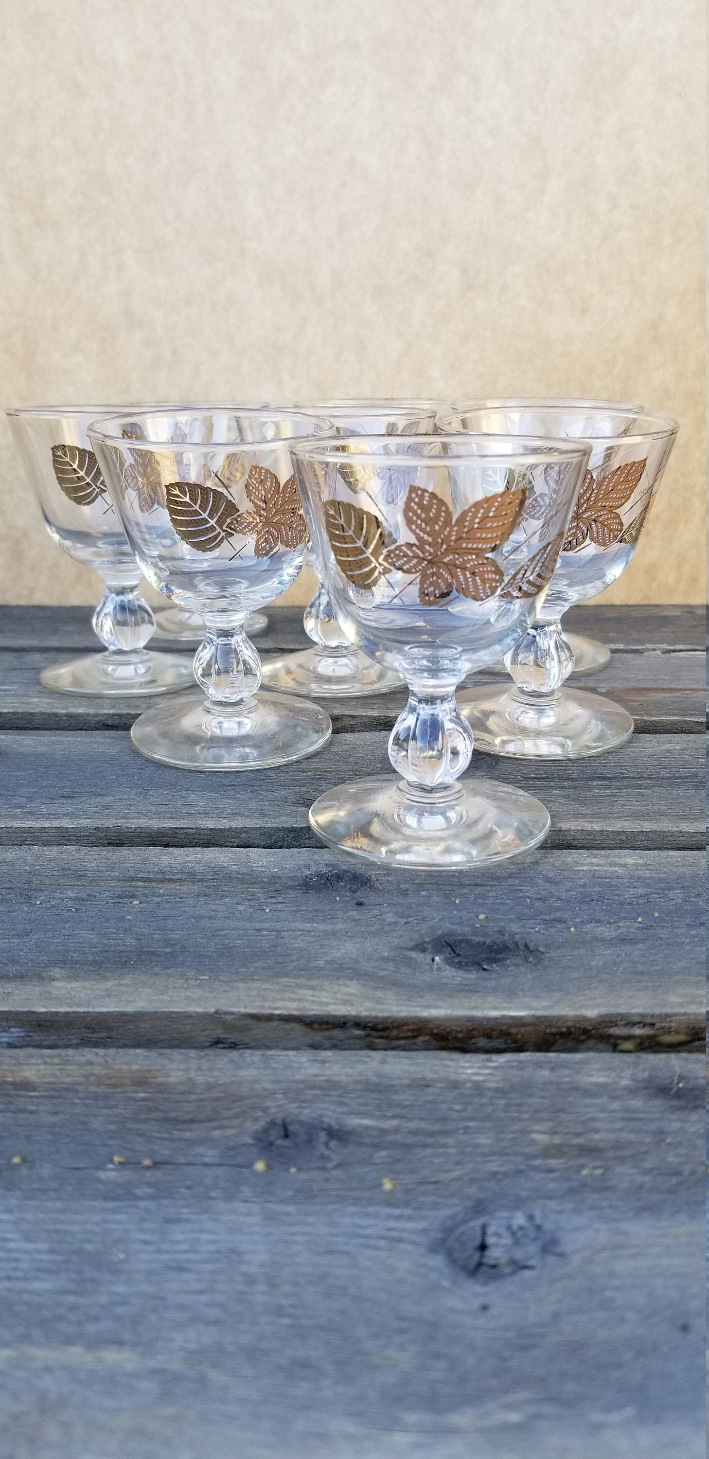Vintage Libbey Gold Maple Leaf Stemware Footed Lowball Etsy