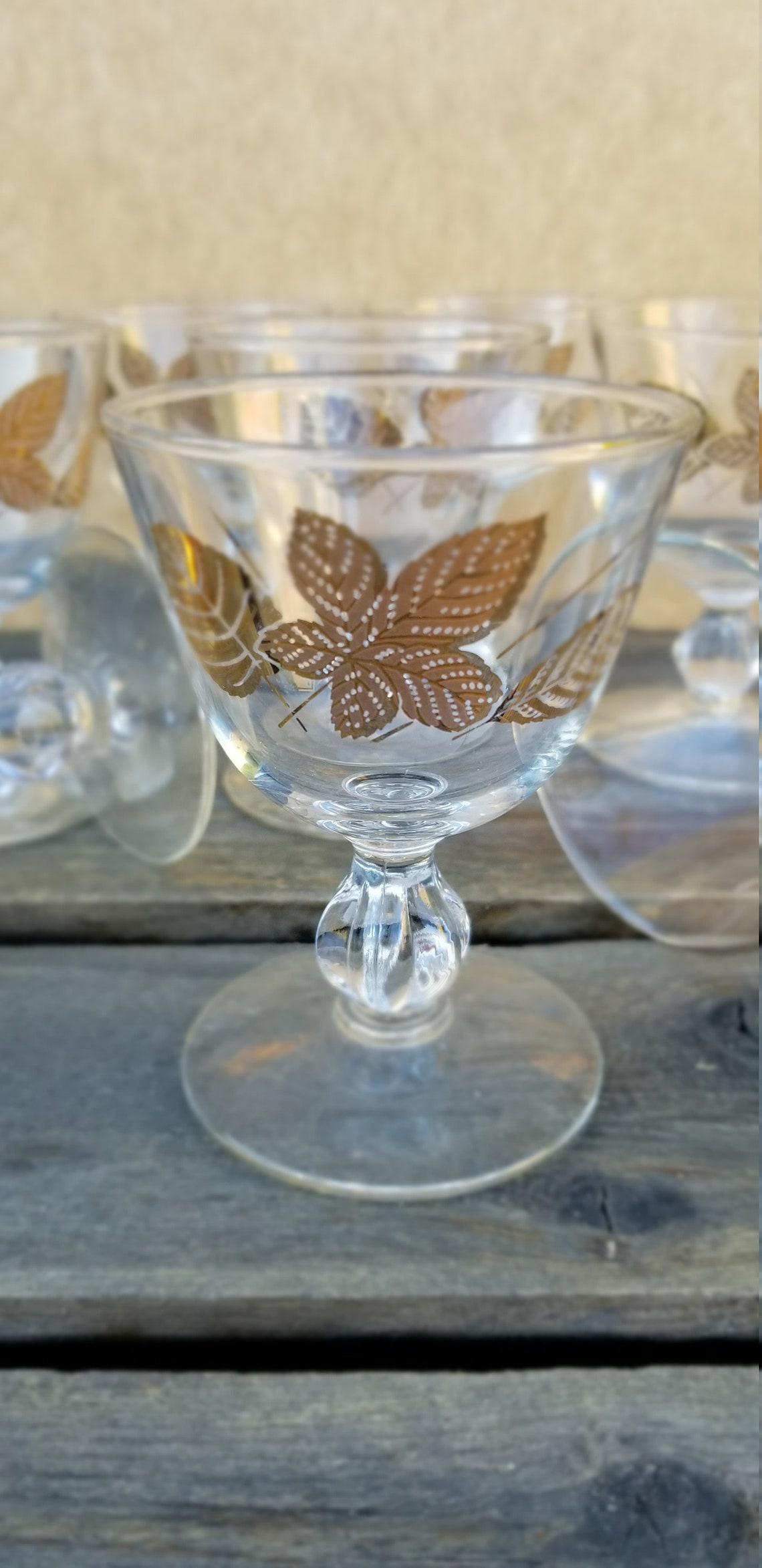 Vintage Libbey Gold Maple Leaf Stemware Footed Lowball Etsy
