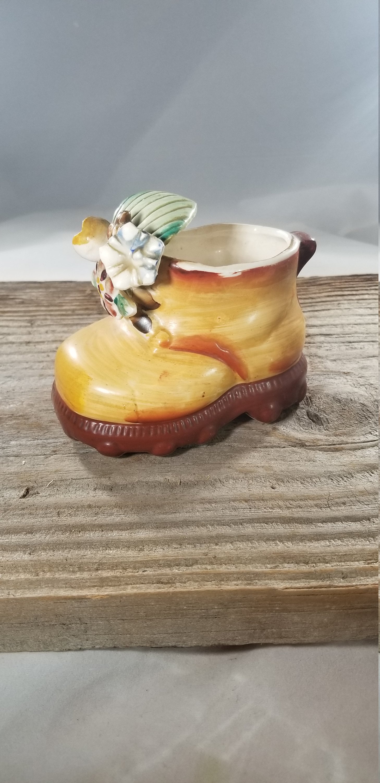 Vintage ceramic boot planter handcrafted and handpainted work Etsy.de