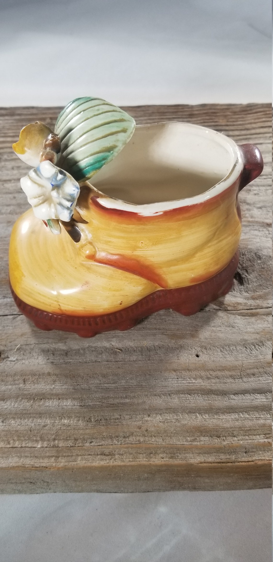 Vintage ceramic boot planter handcrafted and handpainted work Etsy.de