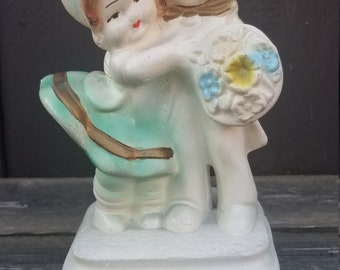 Vintage Chalkware Bride and Groom Figurine: 1940s Carnival Prize
