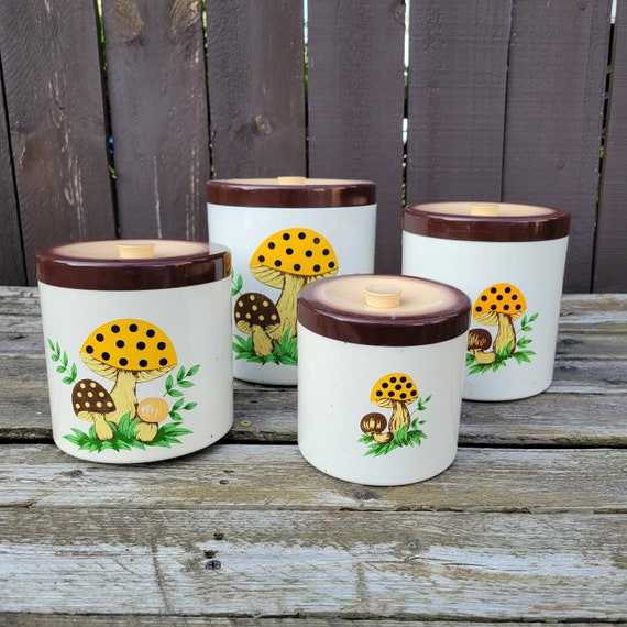 Vintage merry Mushrooms Canister Set Set of 4 Etsy
