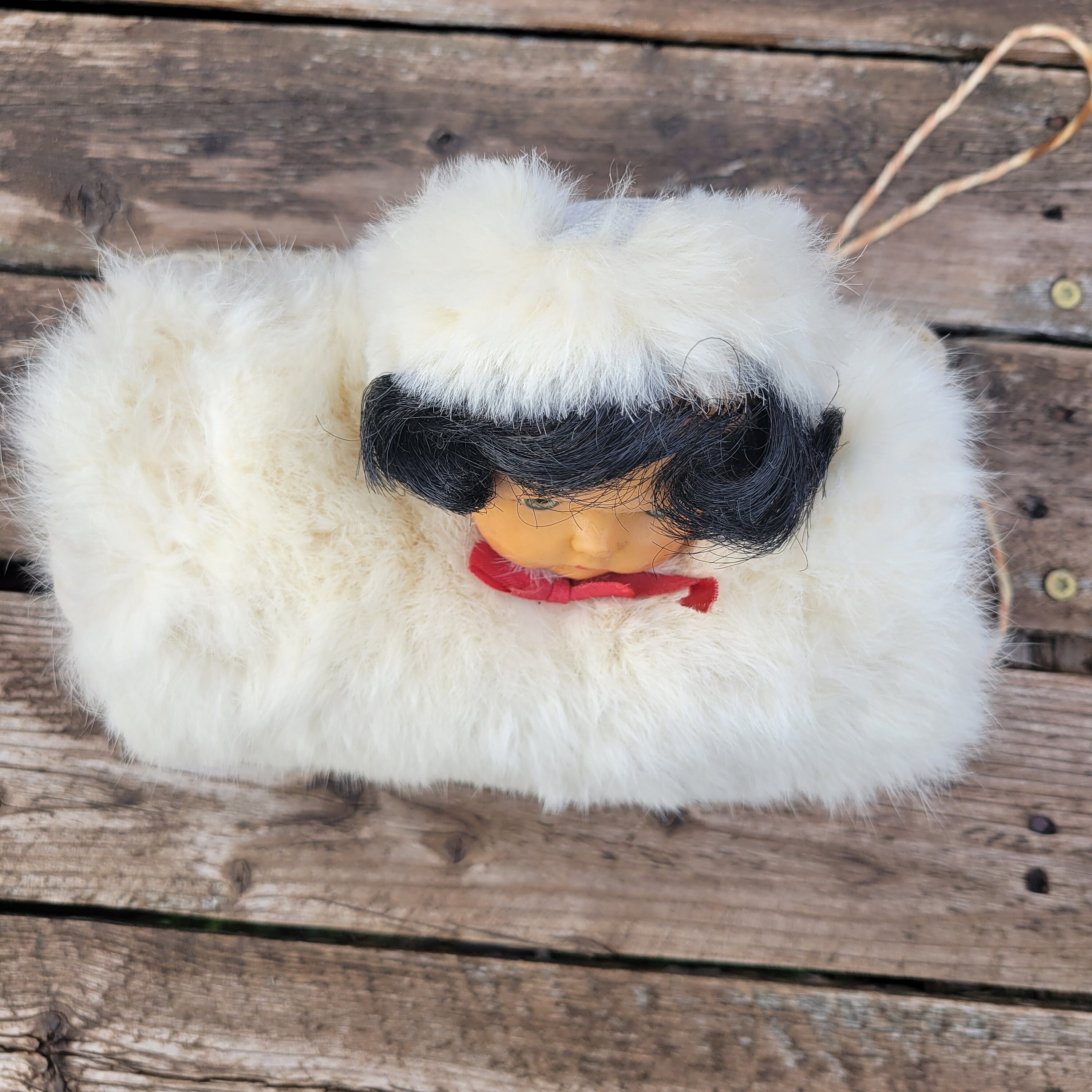 VINTAGE RABBIT FUR HAT and MUFF White Rabbit Fur Muff Hand Warmer & Hat Mid Century 1950 main image 4