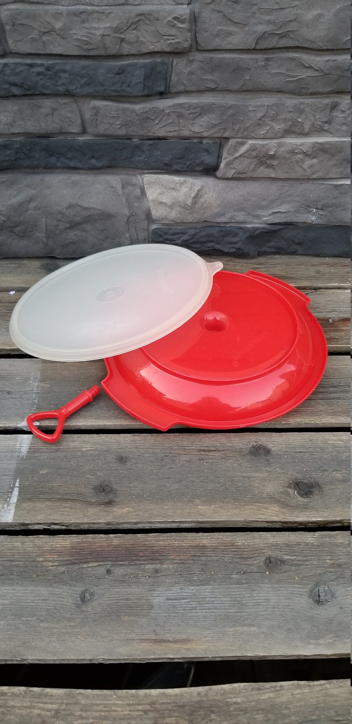 Tupperware divided serving tray with lid & removable handle 3 Etsy