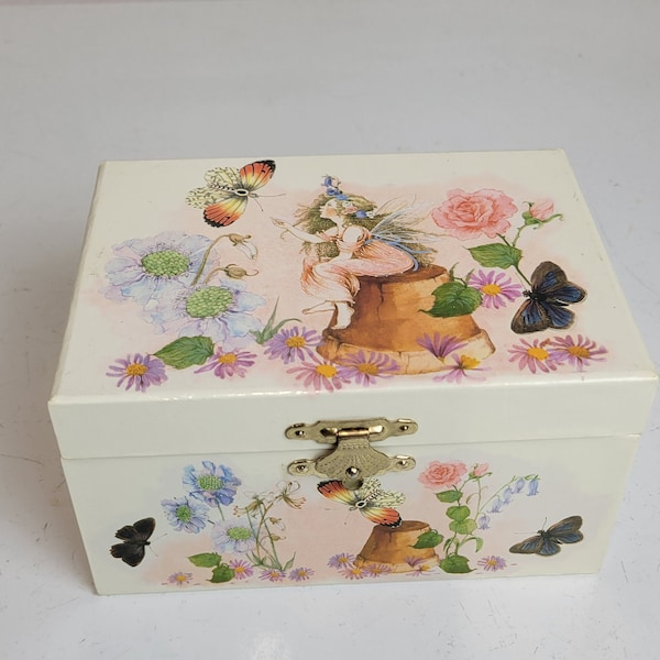 Vintage Gunther Mele "Fairy and Butterflies" Jewelry Box,  Made in USA, Dancing Ballerina Music Box, Keepsake Box, Nostalgic Child's Gift