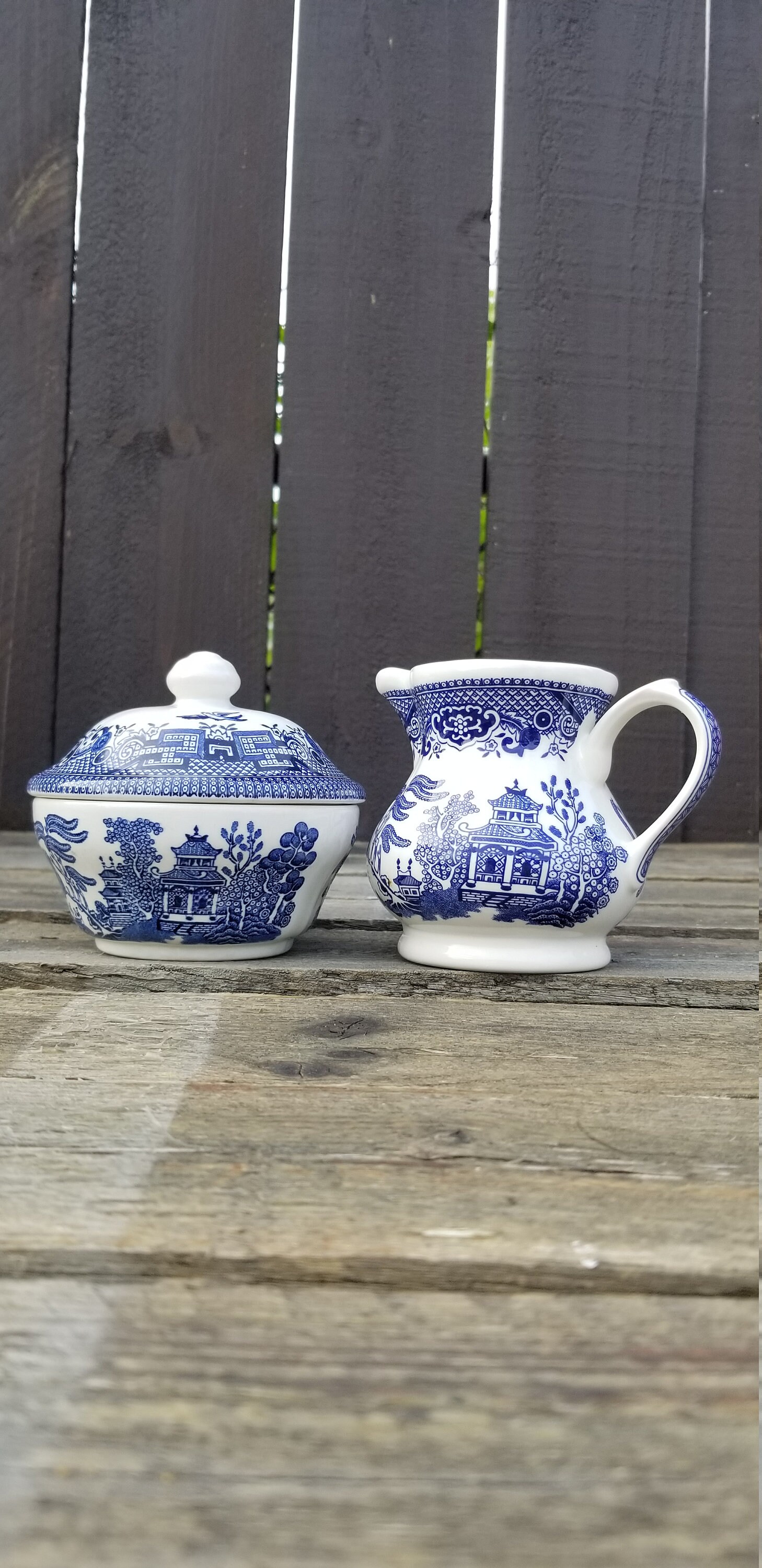 Vintage Churchill Blue Willow creamer &sugar set vajilla de | Etsy