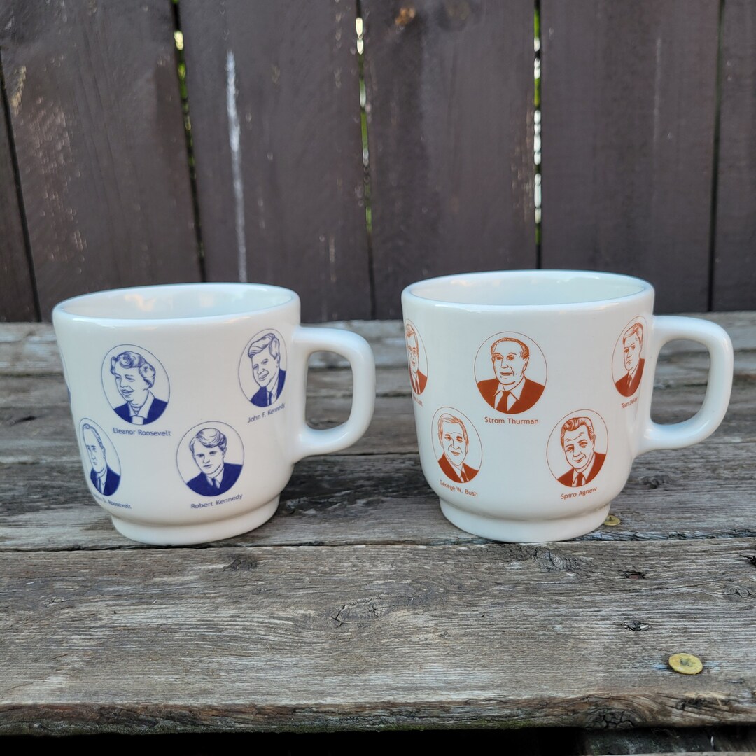 Fishs Eddy Democrat and Republican Ceramic Diner Mugs by Artist Jess