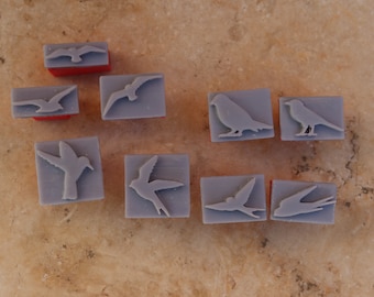Birds,  Set of stamps for Pottery and polymer clay, soaps