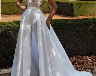 wedding pantsuit with cape