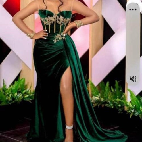 SKAVEE Green Velvet Prom Dress, Prom Gowns, African Prom dresses,African Clothing for Women, Engagement dresses,wedding Dress
