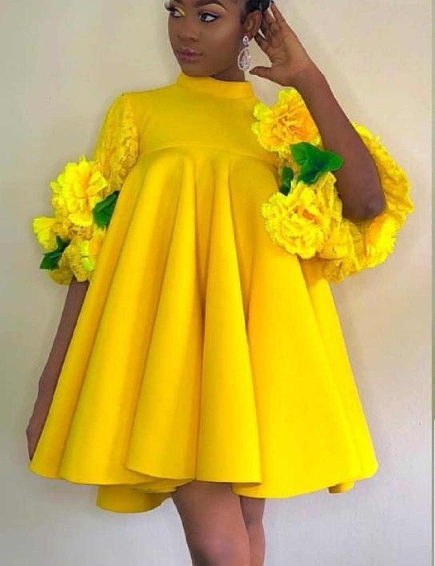 Yellow a Line Women Shift Midi Dress Free Size Available in - Etsy Ireland