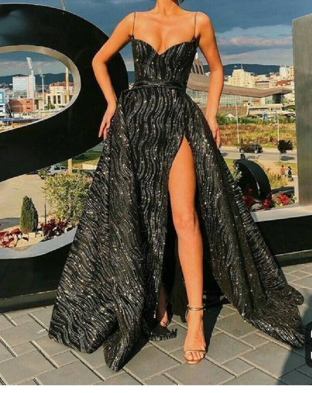 black reception dress