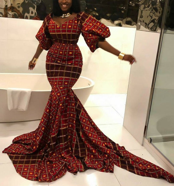 Long African Prom Dressfloor Length African Wedding Etsy