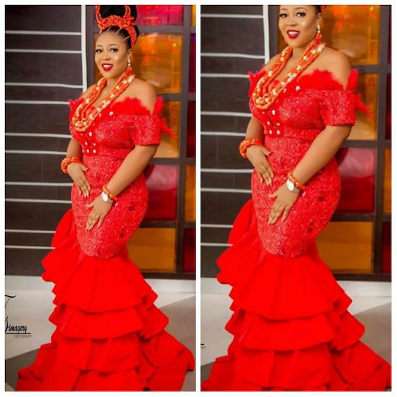 Red Wedding Reception Dressafrican Igbo Wedding Etsy