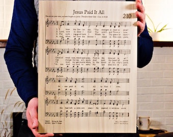 Letrero de madera con partitura de himno personalizada / Arte mural cristiano / Decoración cristiana