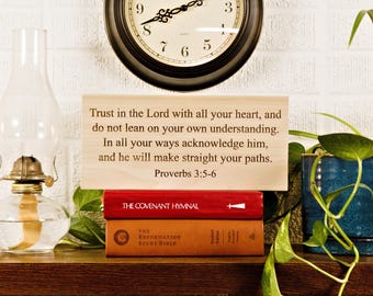 Proverbs 3:5-6 Wood Sign | Engraved Bible Verse Wall Art - Scripture Home Decor | Christian Gift