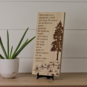 Psalm 23:1-3 Poplar Wood Wall Art, Christian Home Decor