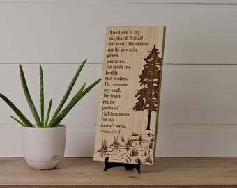 Salmo 23:1-3 Arte mural de madera de álamo, decoración cristiana para el hogar