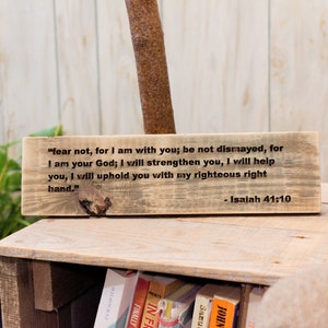 Bible Verse Wall Art | Isaiah 41:10 Rustic Wooden Sign With Engraved Bible Verse Home Decor Sign Gift