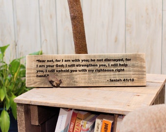 Bible Verse Wall Art | Isaiah 41:10 Rustic Wooden Sign With Engraved Bible Verse Home Decor Sign Gift