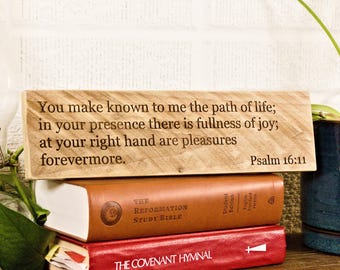 Letrero de madera grabado con el Salmo 16:11 / Decoración rústica con versículo bíblico