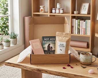Self Care Book Box – Cozy Reading Gift Set with Tea, Coffee, Chocolate