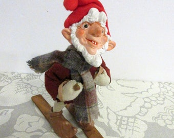 Rare! Vintage 1985 SIMPICH Skiing Elf "HANSKI" Character Doll/ Collectible American Art Figurine/ Colorado Puppet Ski Lover Memorabilia Gift